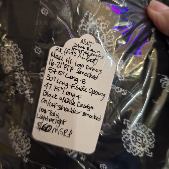 2X(Fits XL Best) NWT FRANCESCA'S Black/Wht Hi Low Side Split Maxi Dress 16-21ptp - Picture 4 of 12